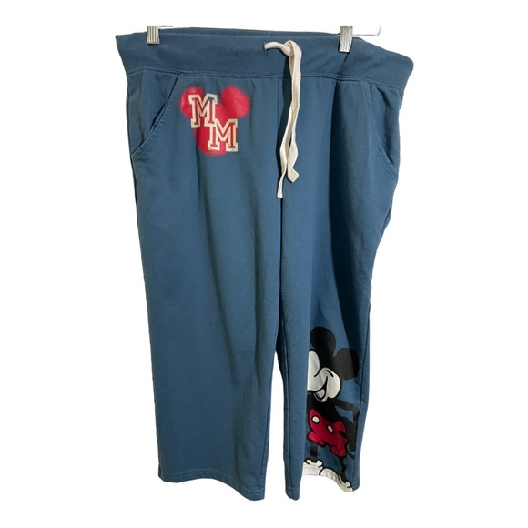 Disney Mickey Mouse womens Capri sweats drawstring waist. Blue. Size Large - Picture 7 of 11